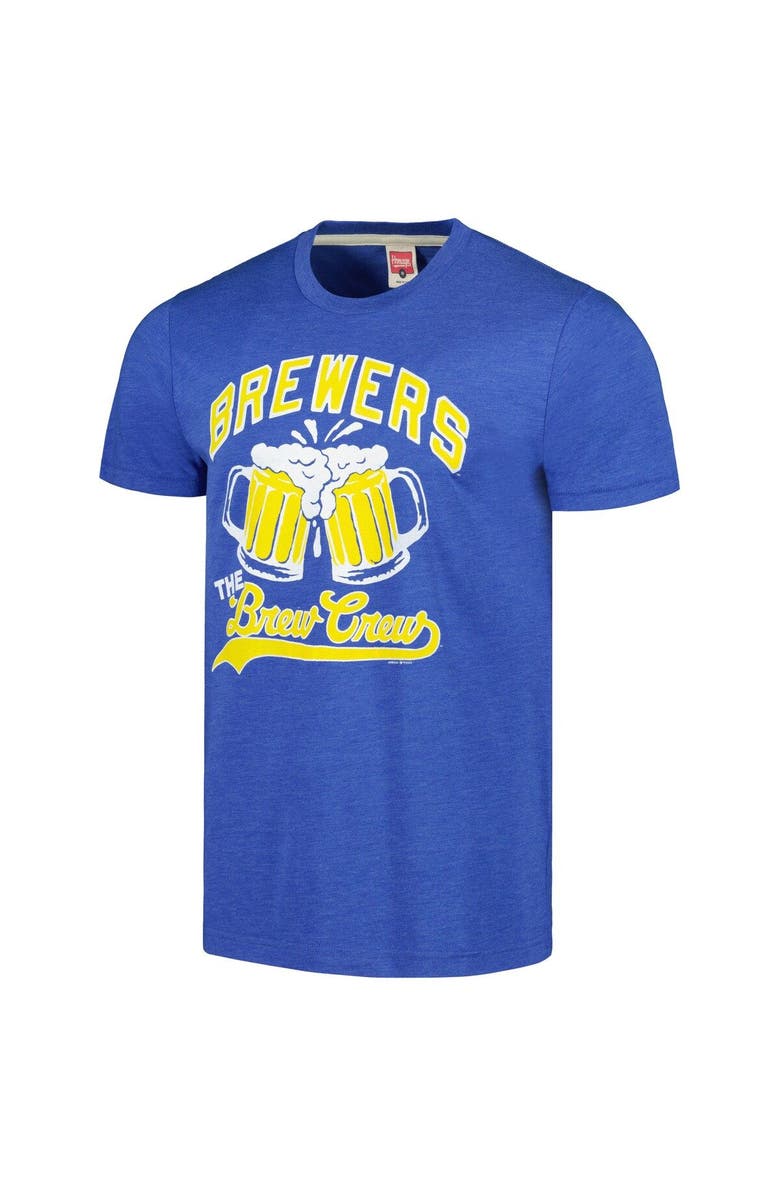 Homage Men's Homage Royal Milwaukee Brewers Doodle Collection The Brew Crew Tri-Blend T-Shirt, Alternate, color, Royal