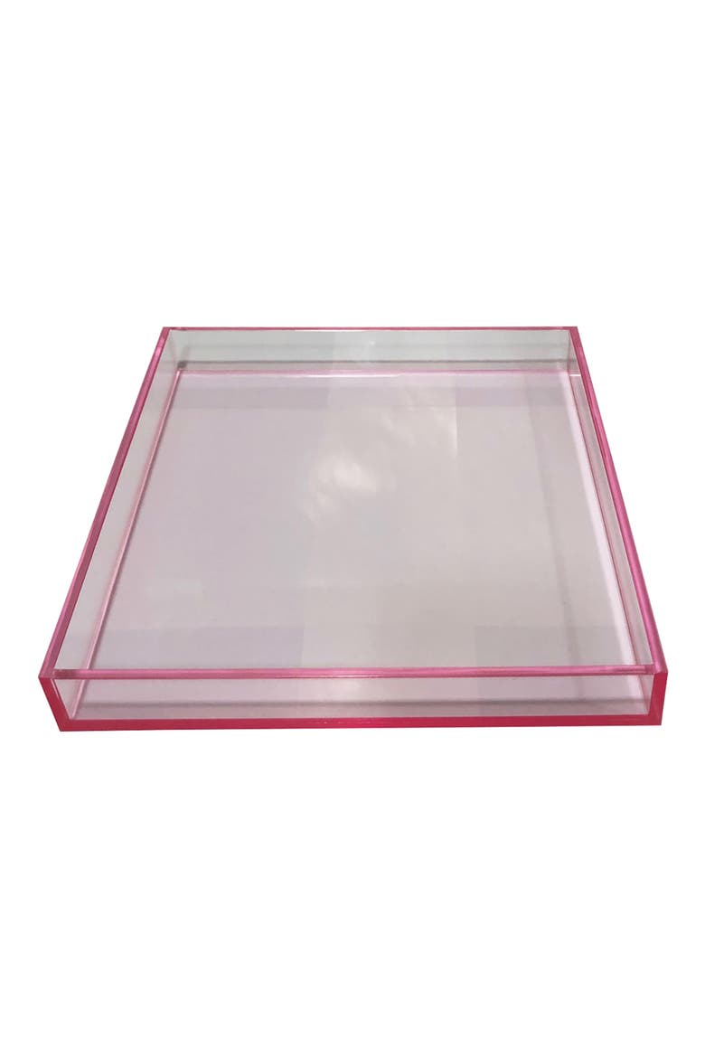 Square Lucite Tray, Main, color, LIGHT PINK