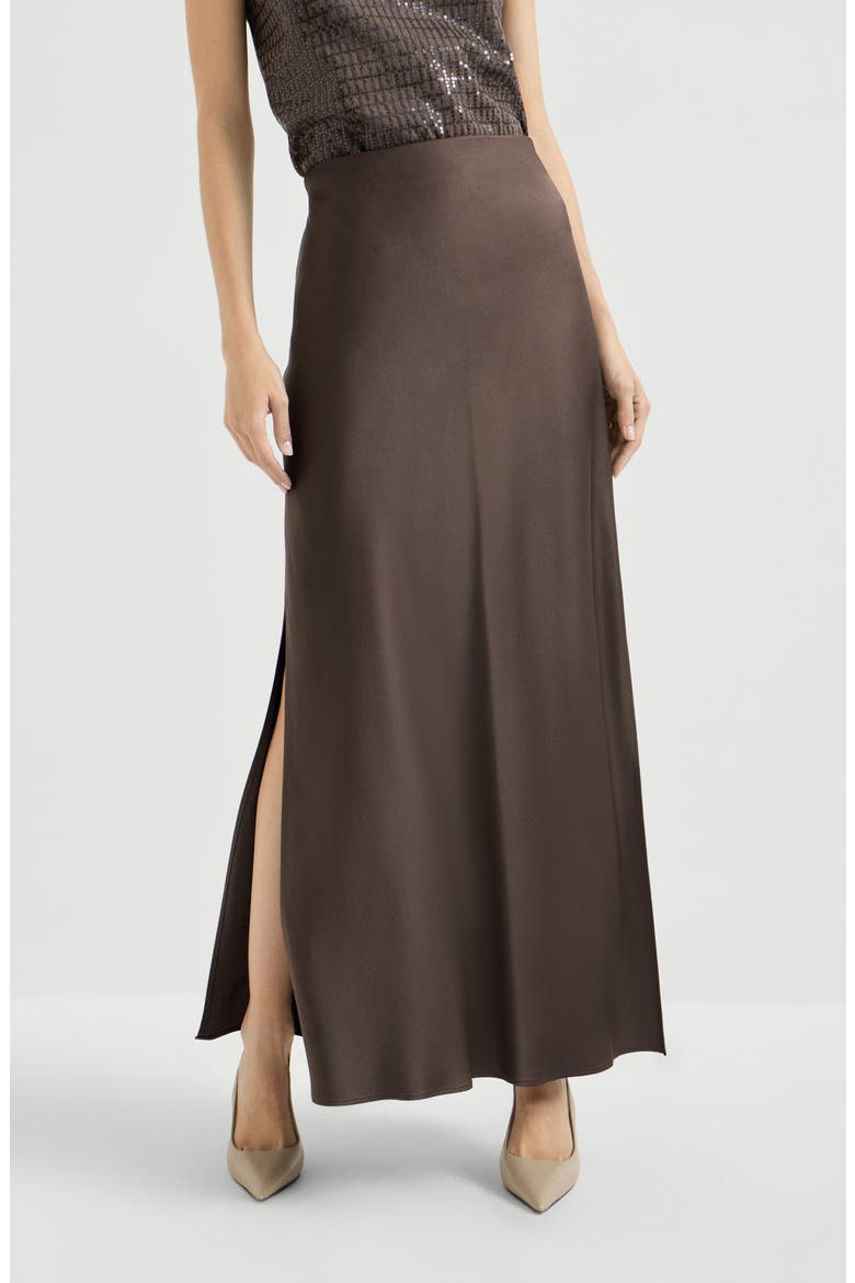 Fluid Bias-Cut skirt, Main, color, Cocoa