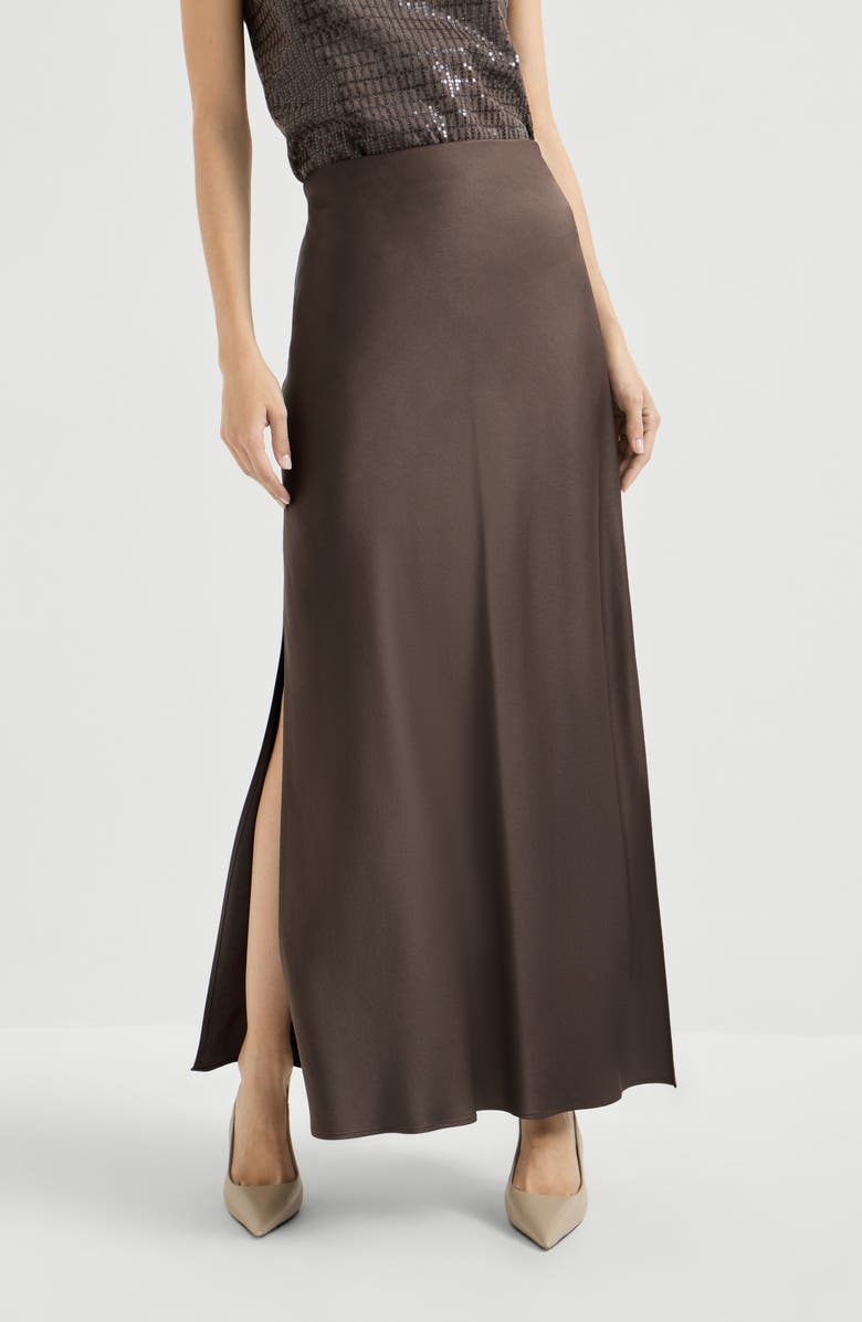 Brunello Cucinelli Fluid Bias-Cut skirt, Main, color, Cocoa