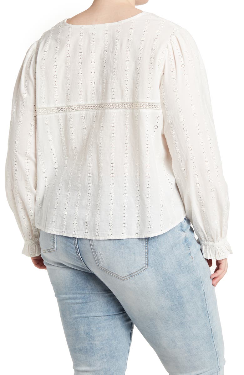 Treasure & Bond Shiffly Tie Neck Eyelet Top, Alternate, color,