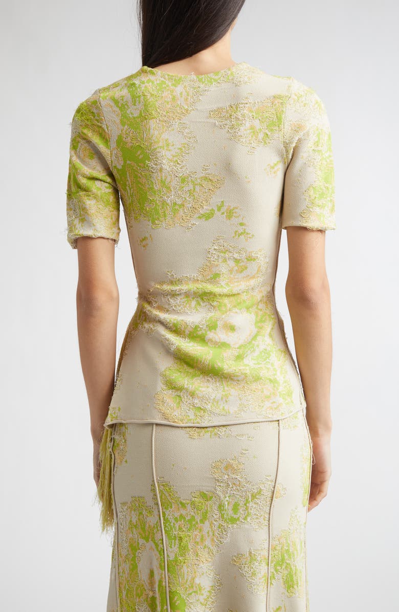 Erdem French Fray Short Sleeve Knit Top, Alternate, color, Chartreuse