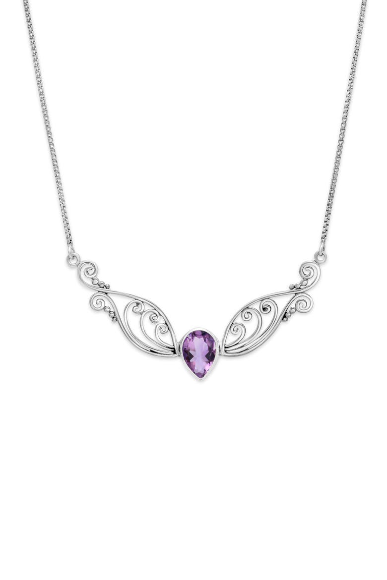 Sterling Silver Semiprecious Stone Pendant Necklace, Main, color, PURPLE