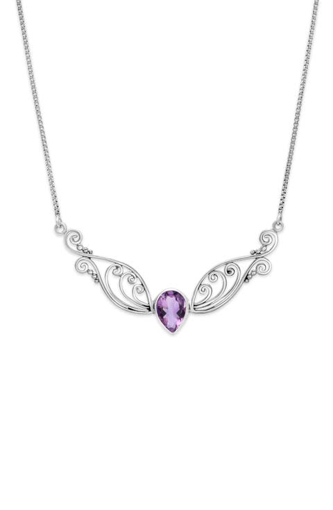 Sterling Silver Semiprecious Stone Pendant Necklace