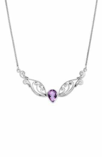 Sterling Silver Semiprecious Stone Pendant Necklace