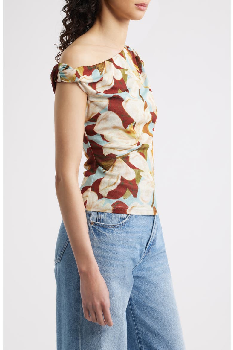 Orelia Floral One-Shoulder Top, Alternate, color, PLUMERIA