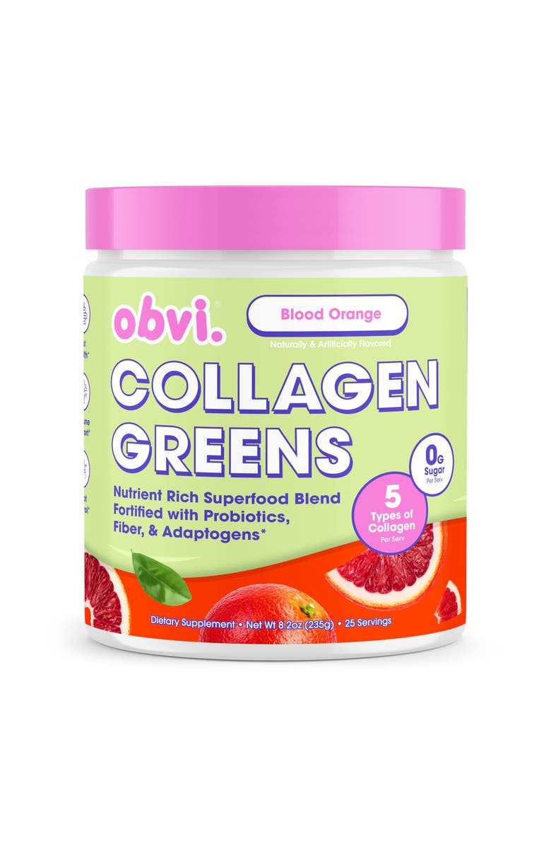 Obvi Collagen Greens Nutrient Rich Superfood Blend  Blood Orange Yuzu, Main, color, NO COLOR