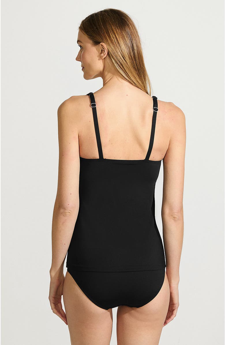 Lands' End Square Neck Underwire Tankini Top Swimsuit Adjustable Straps, Alternate, color, Black