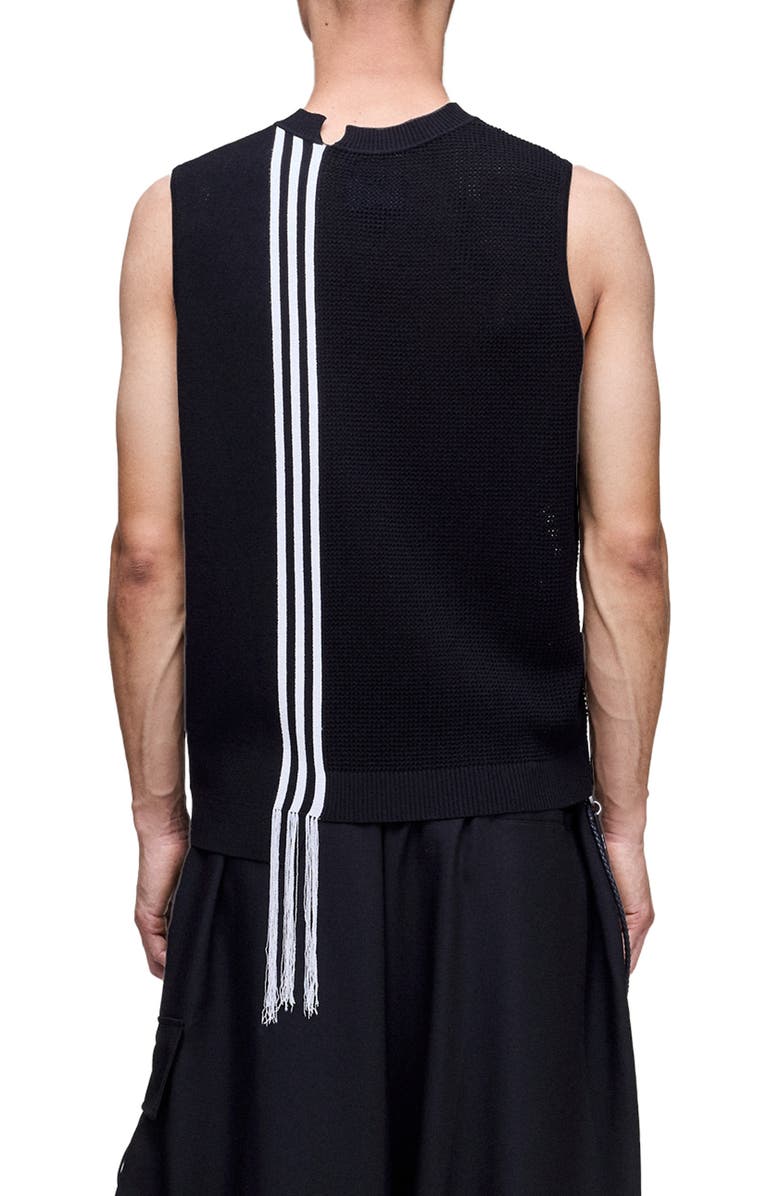 Y-3 GFX 3-Stripes Decconstructed Sweater Vest, Alternate, color, Black