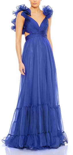 ★セール♪★MAC DUGGAL シフォンカットアウトドレス★ Mac Duggal Sleeveless Ruffle Tiered Cut-Out Chiffon Gown