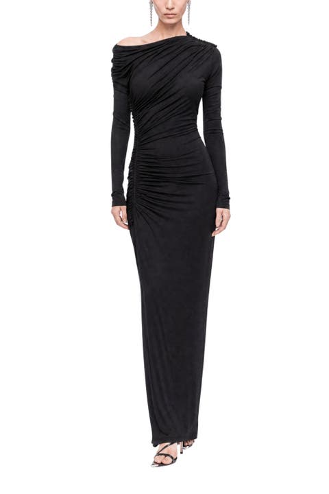 Asymmetric Draped Maxi Dress