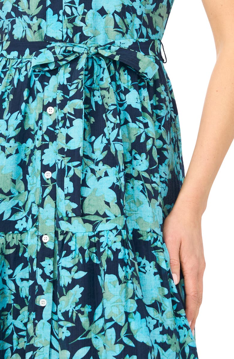 CeCe Floral Sleeveless Maxi Shirtdress, Alternate, color, Classic Navy