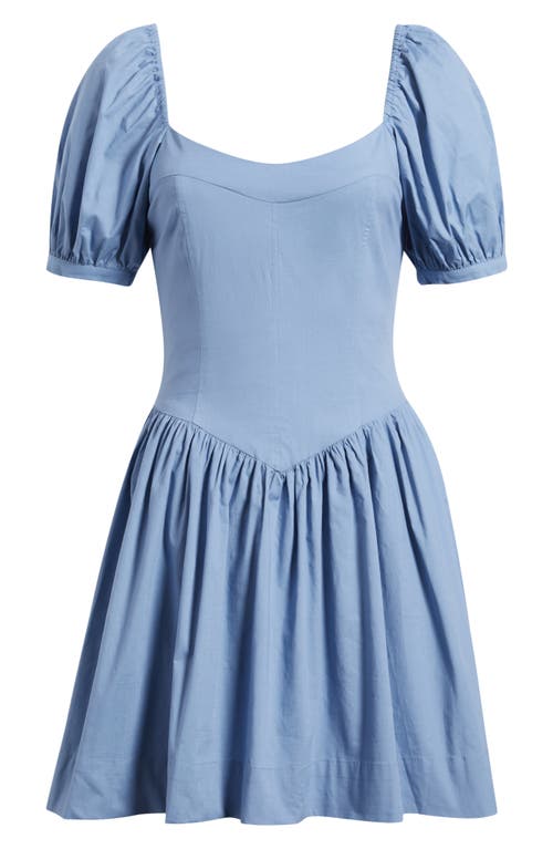 Wayf Fiona Short Sleeve Minidress In Blue