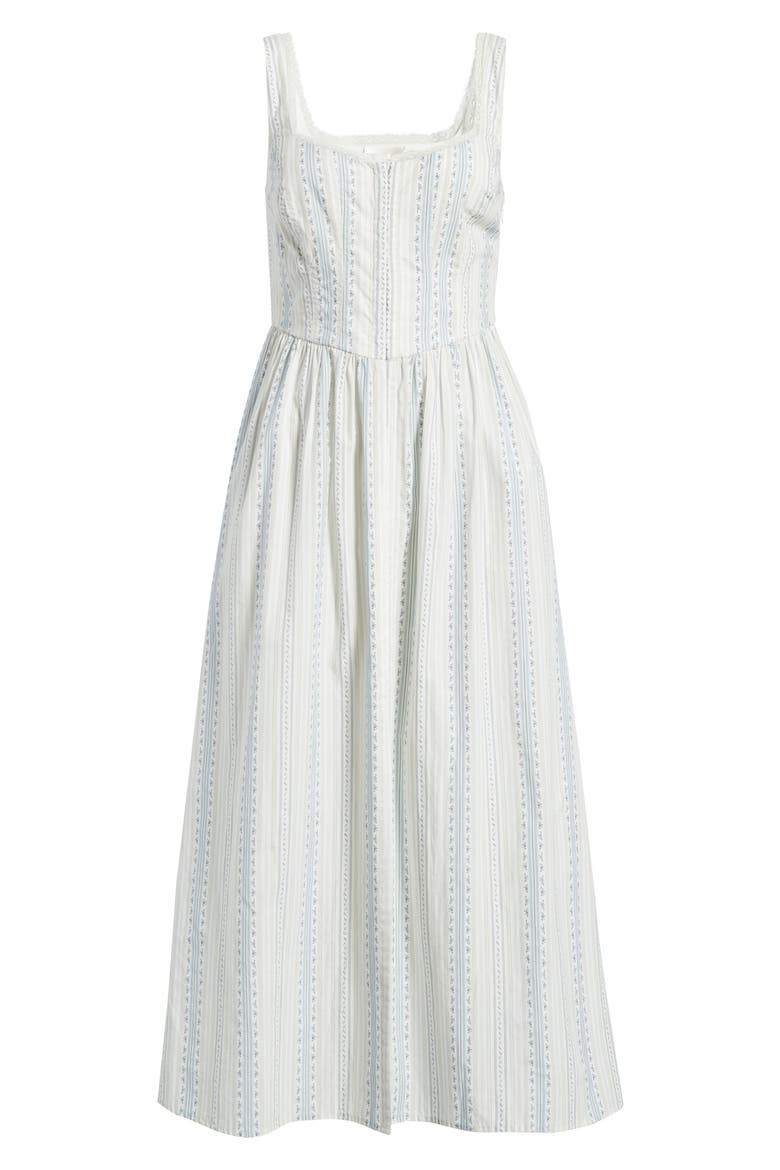 Majory Floral Stripe Cotton Dress, Alternate, color, CINCHED BLUE