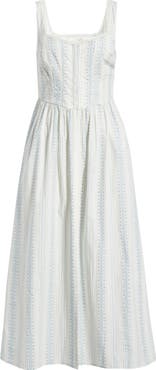 LoveShackFancy Majory Floral Stripe Cotton Dress