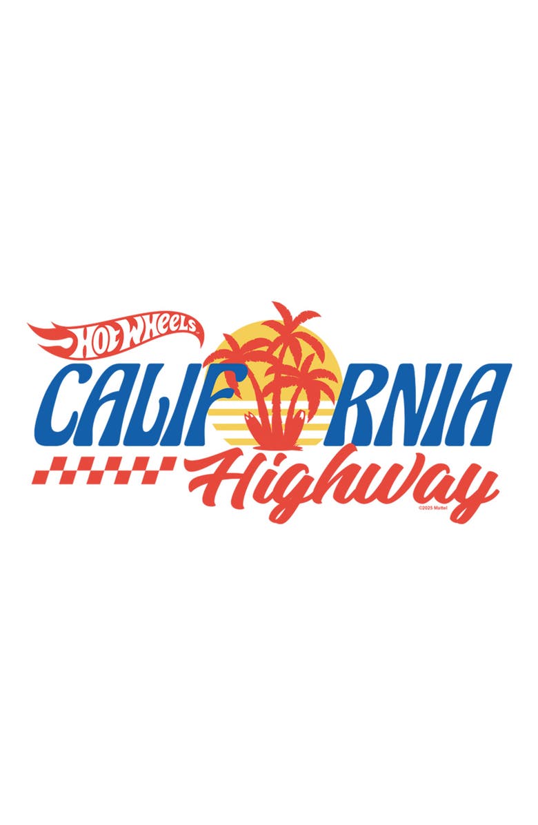 Hot Wheels Men's Hot Wheels Palm Trees California Highway Graphic T-Shirt, Alternate, color, White