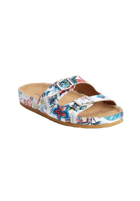 The Maxi Leather-Like Adjustable Slip On Footbed Sandal (Wide Widths Available)