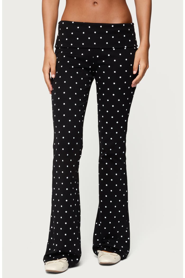 Daliya Polka Dot Flare Pants, Main, color, BLACK
