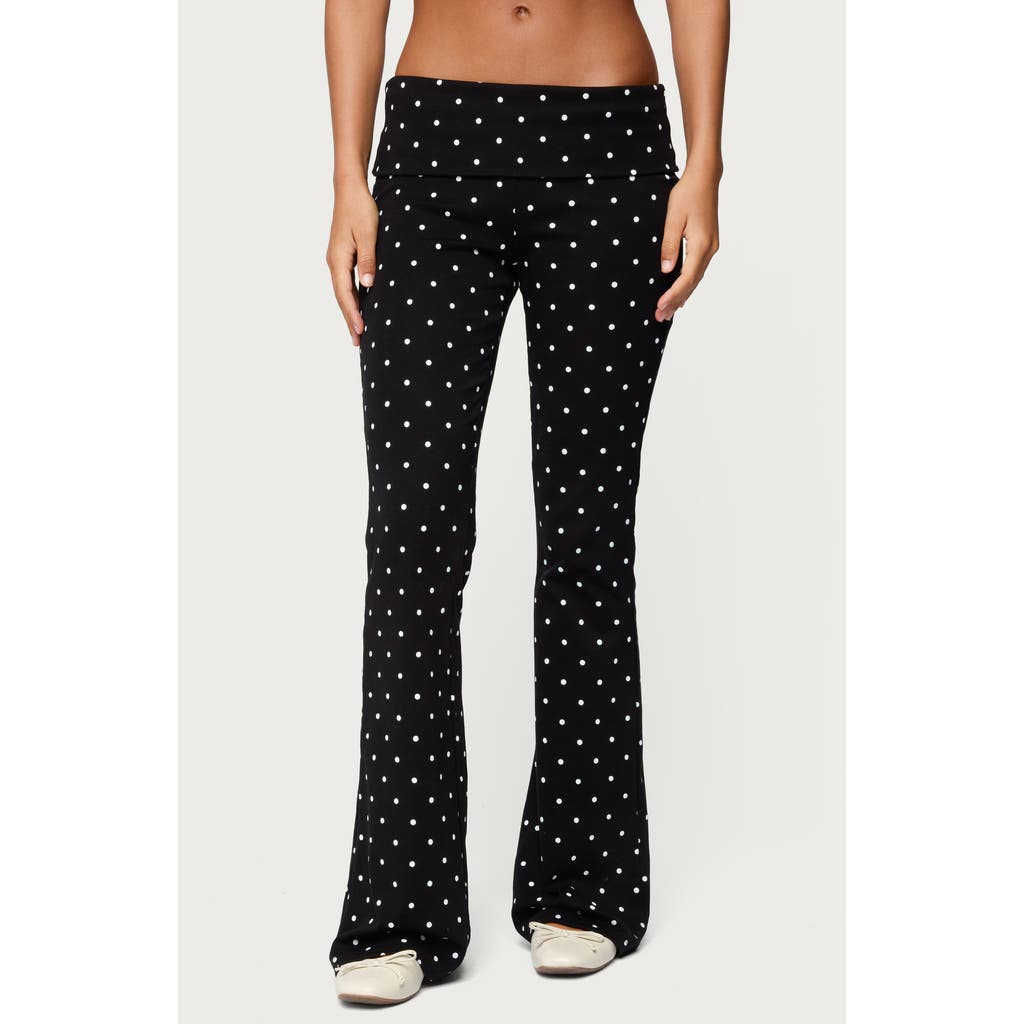 Edikted Daliya Polka Dot Flare Pants In Black