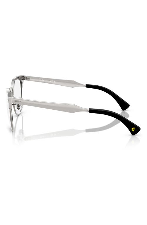Ray Ban Ray-ban X Scuderia Ferrari 51mm Square Optical Glasses In Silver