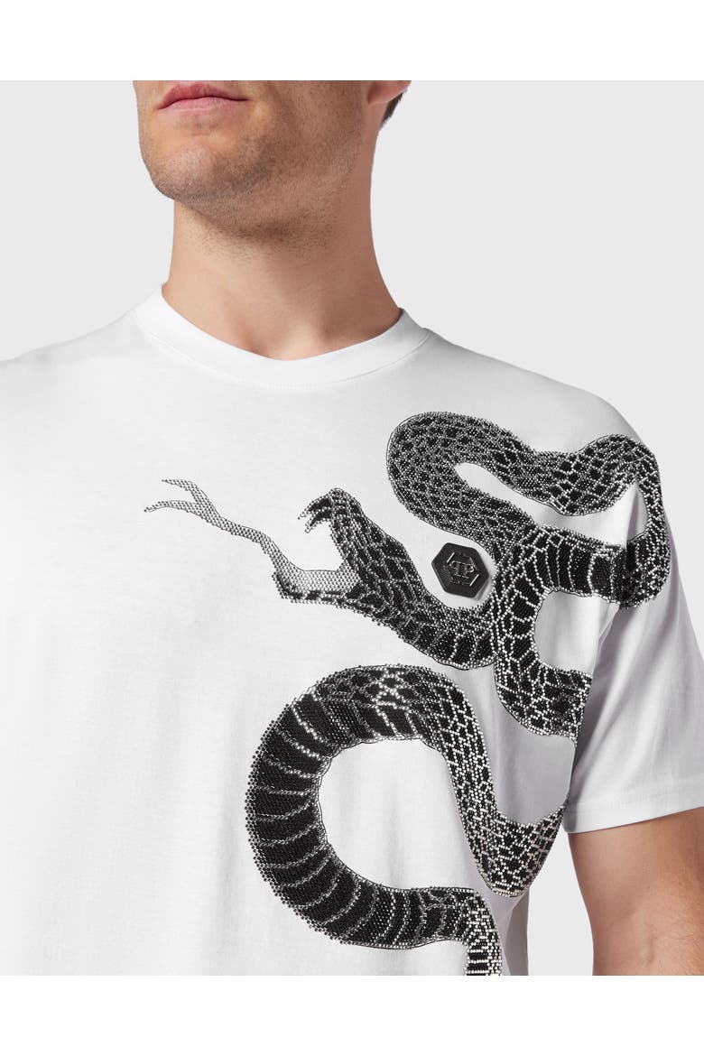 T-Shirt Round Neck Ss Snake Men, Alternate, color, white
