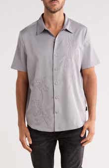 Scotch & Soda Floral Embroidered Short Sleeve Button-Up Shirt