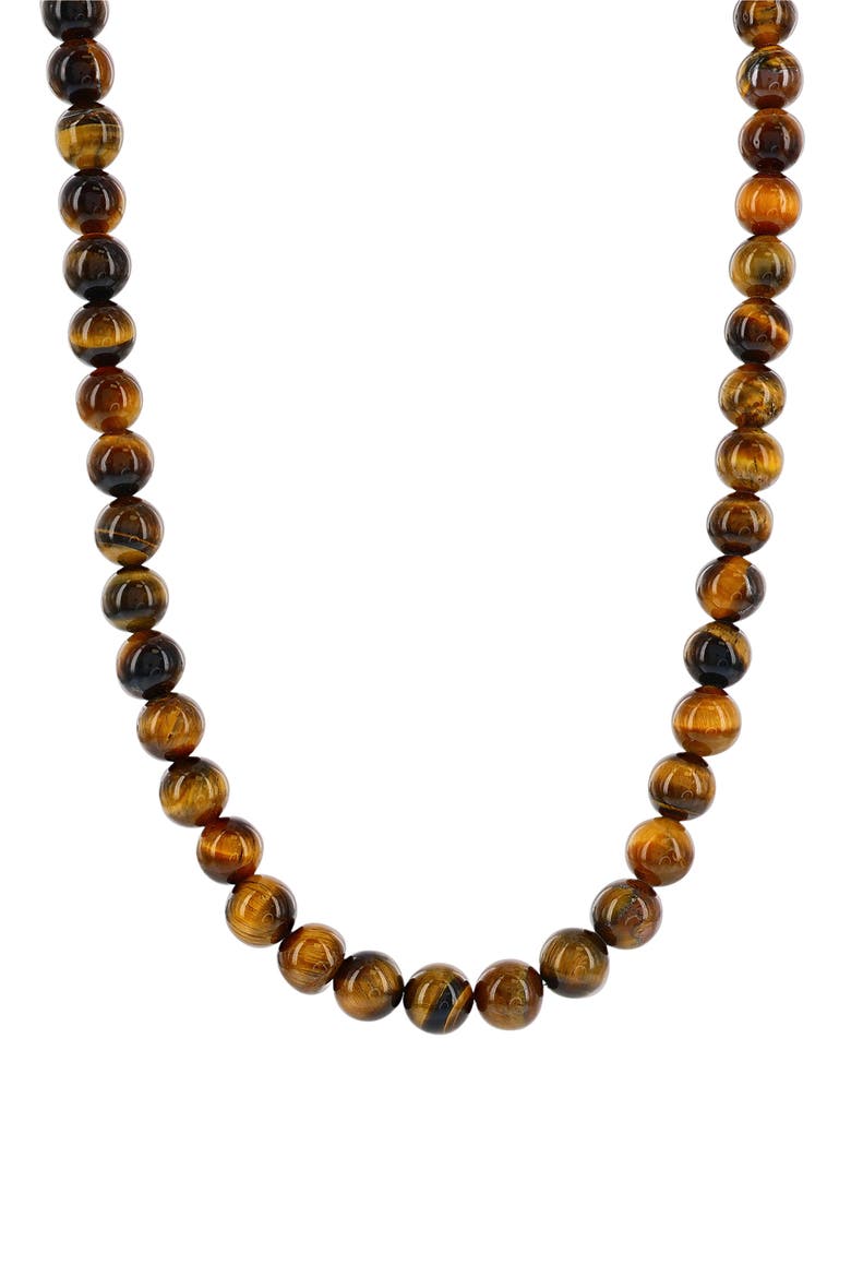 Men's Beaded Necklace, Main, color, TIGER EYE