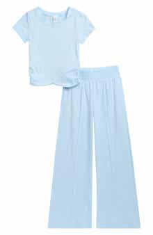 Kids' Lilan Jersey Wrap Top & Wide Leg Pants Set