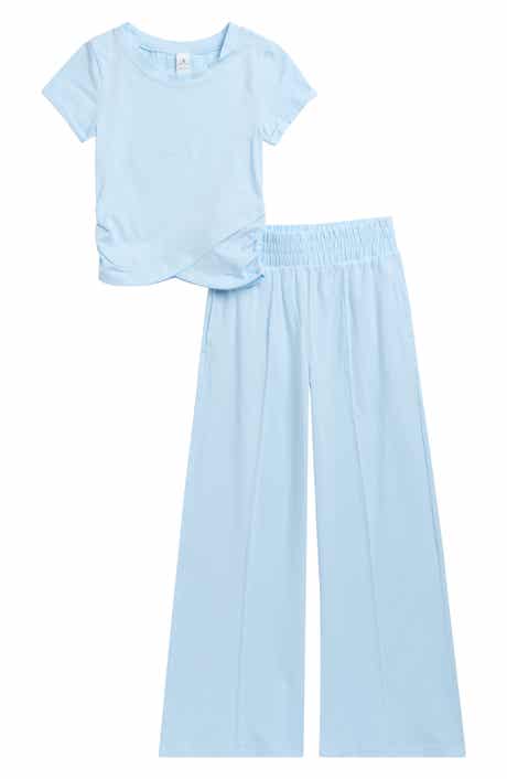 YOGALICIOUS Kids' Lilan Jersey Wrap Top & Wide Leg Pants Set