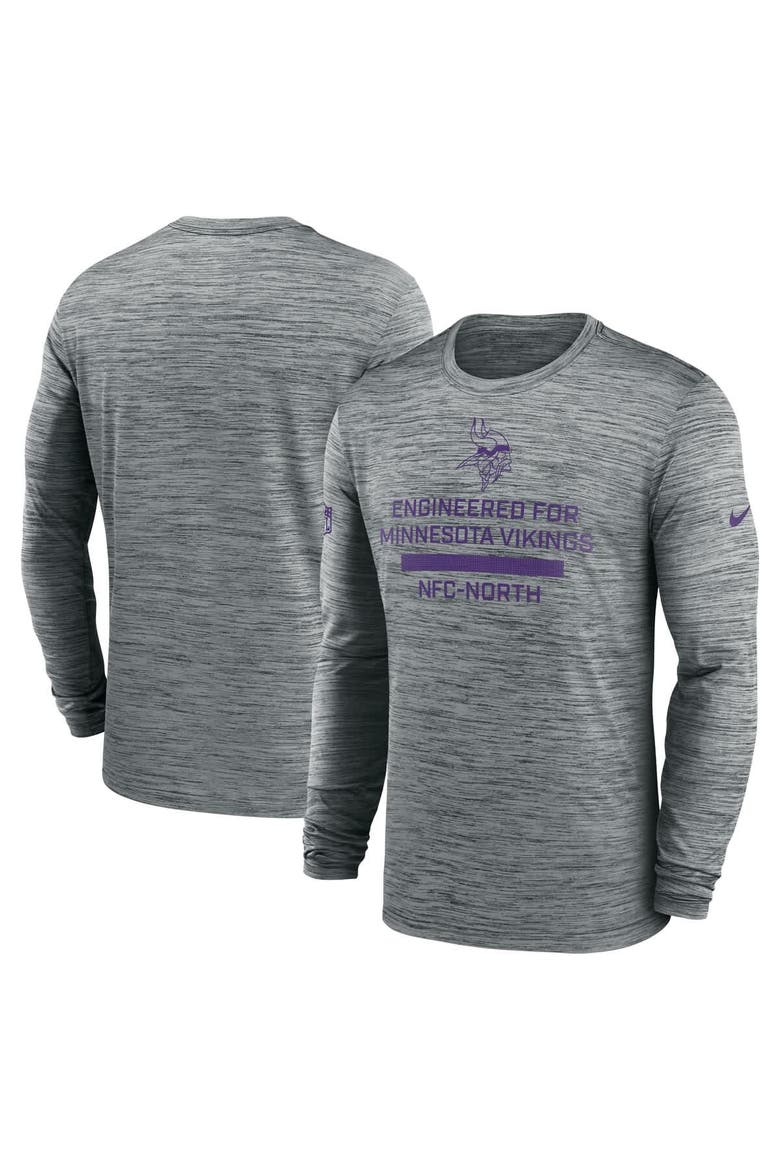 Men's Nike Gray Minnesota Vikings Sideline Velocity Performance Long Sleeve T-Shirt, Main, color, Gray