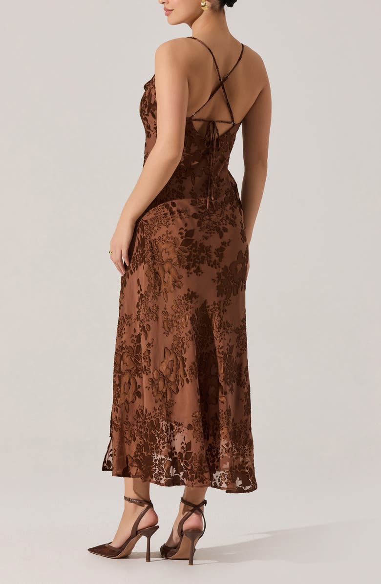 ASTR the Label Gaia Floral Velvet Burnout Slipdress, Alternate, color, Brown Floral