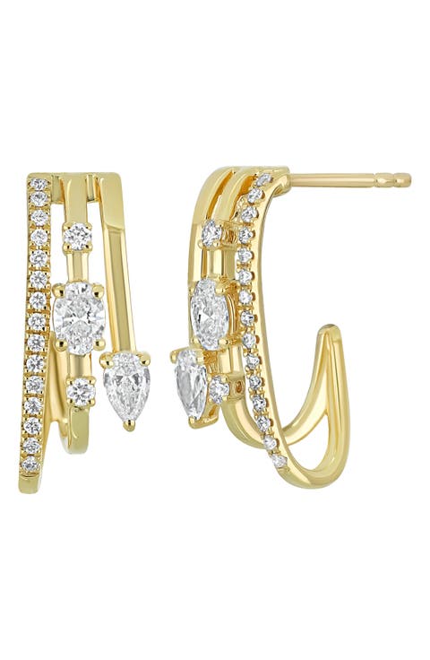 Maya Diamond Huggie Half Hoop Earrings