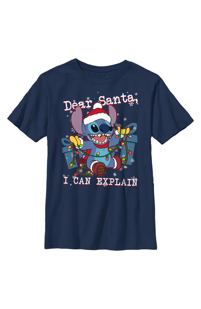 Lilo & Stitch Boy's Lilo & Stitch Dear Santa, I Can Explain  Graphic T-Shirt, Main, color, Navy Blue