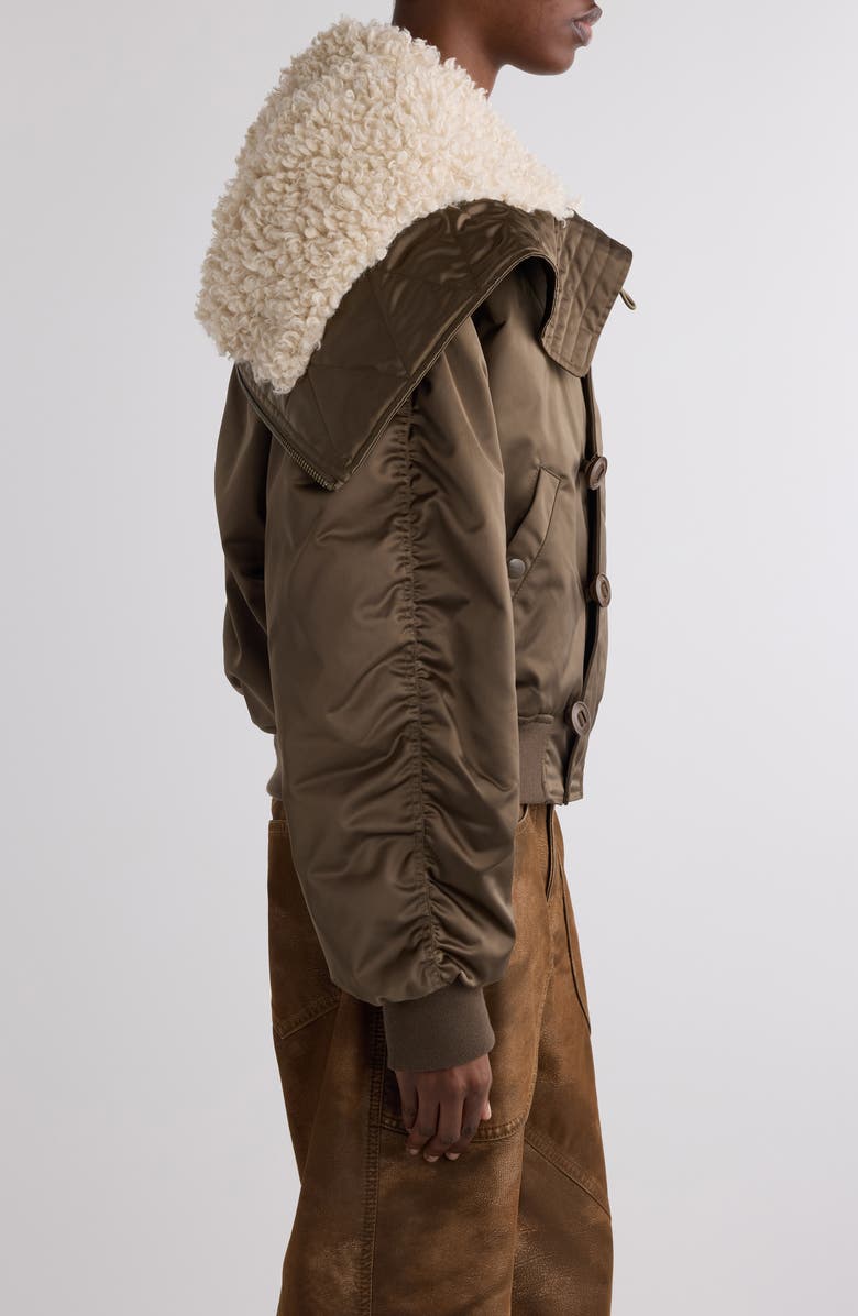 Isabel Marant Étoile Elisa Faux Shearling Trim Jacket, Alternate, color, Khaki