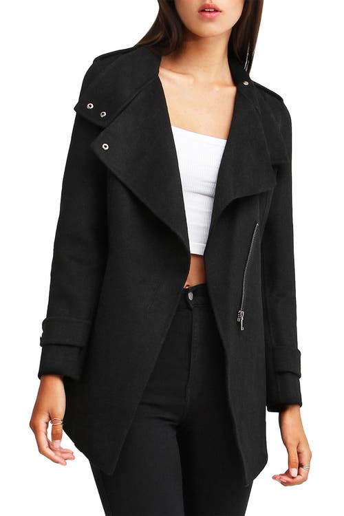Belle & Bloom Bad Girl Wool Blend Moto Coat In Black