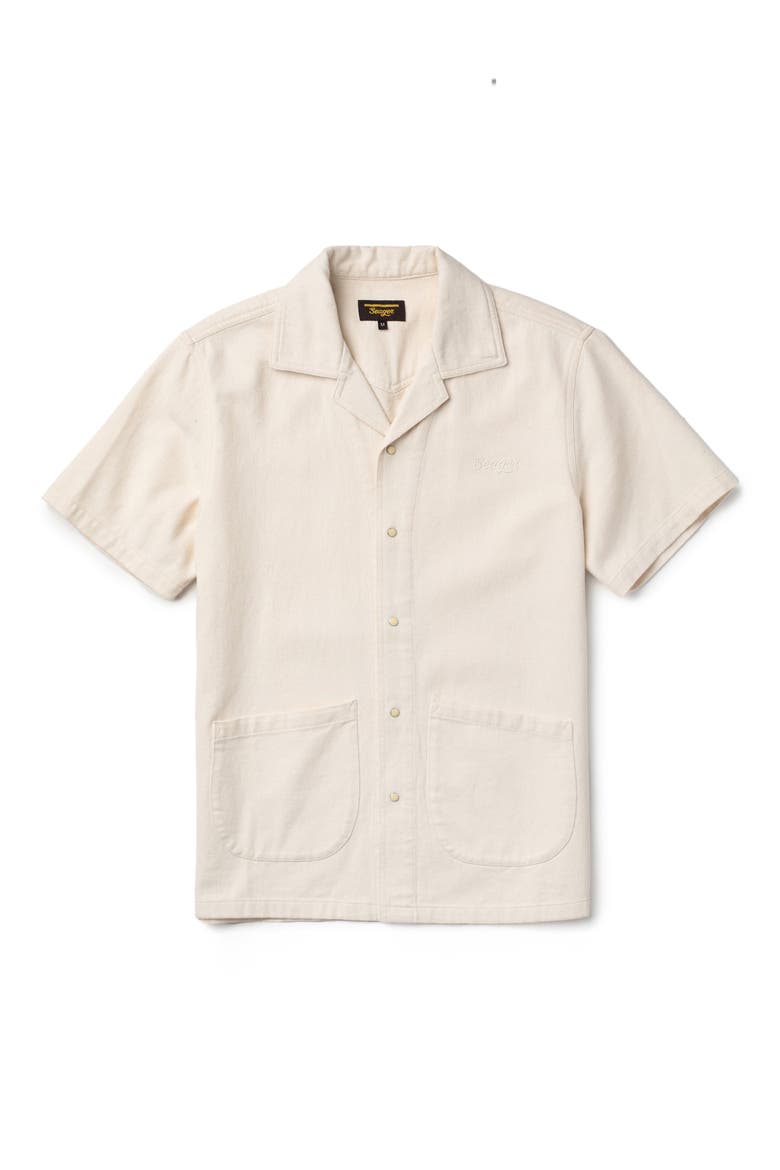 Southpaw Whippersnapper Cotton Twill Snap-Up Shirt, Main, color, NATURAL