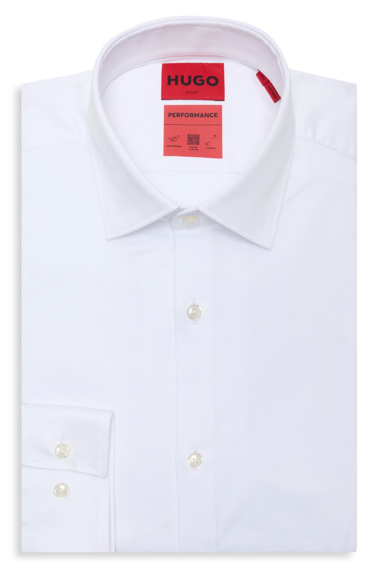 Kenno Trim Fit Performance Dress Shirt, Main, color, OPEN WHITE