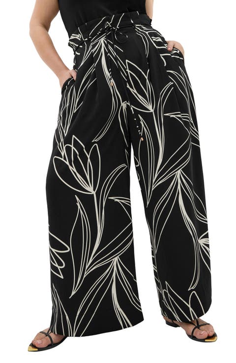 Shania Paperbag Waist Wide Leg Pants (Plus)