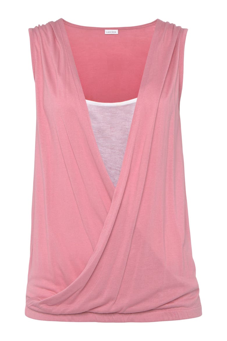 Sleeveless Wrap Look Top, Alternate, color, Pink