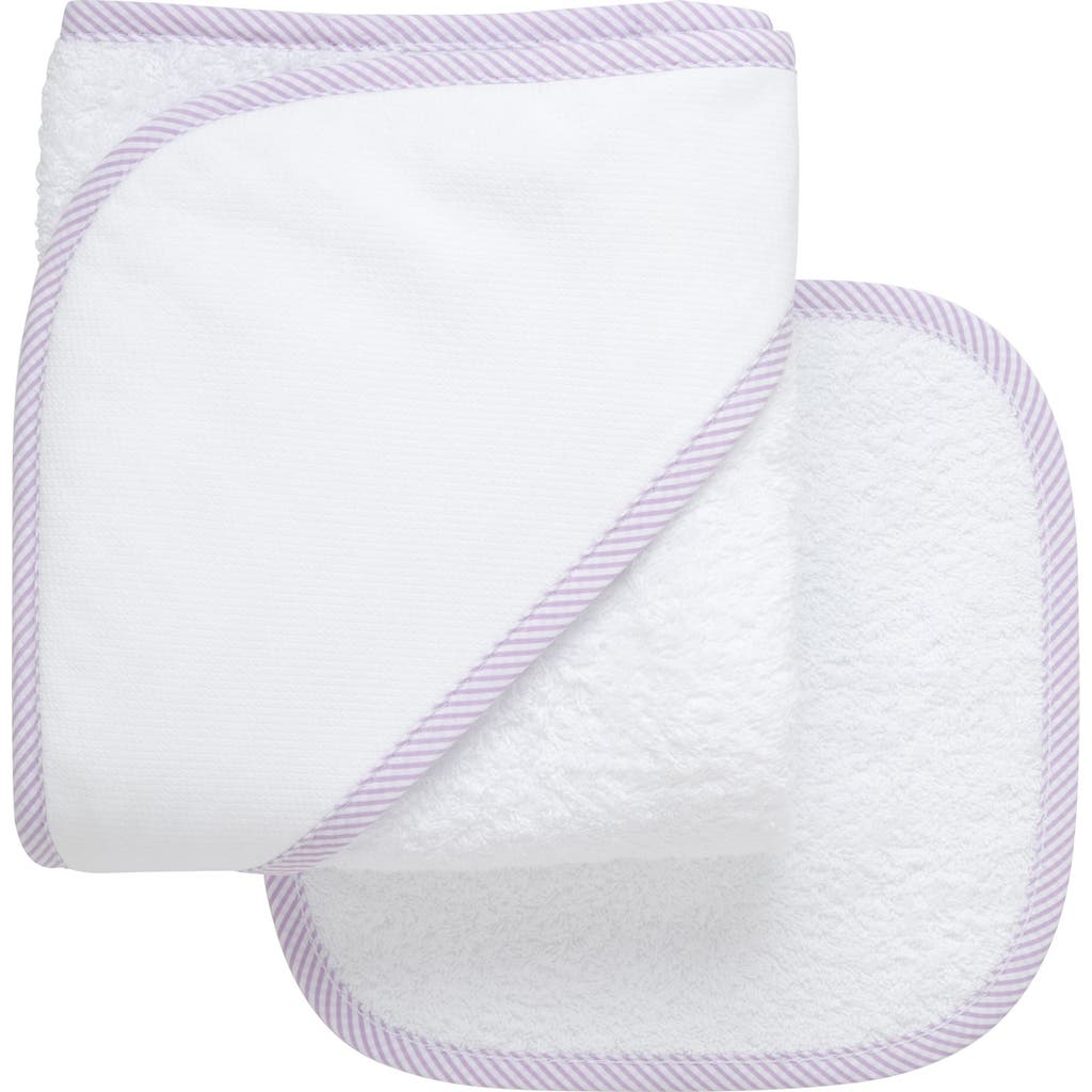 3 Marthas Seersucker Stripe Trim Hooded Towel & Washcloth Set