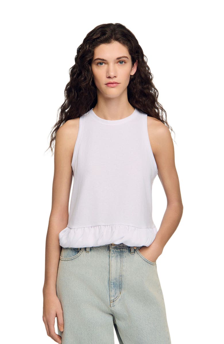 SANDRO Ruffle top, Main, color, White