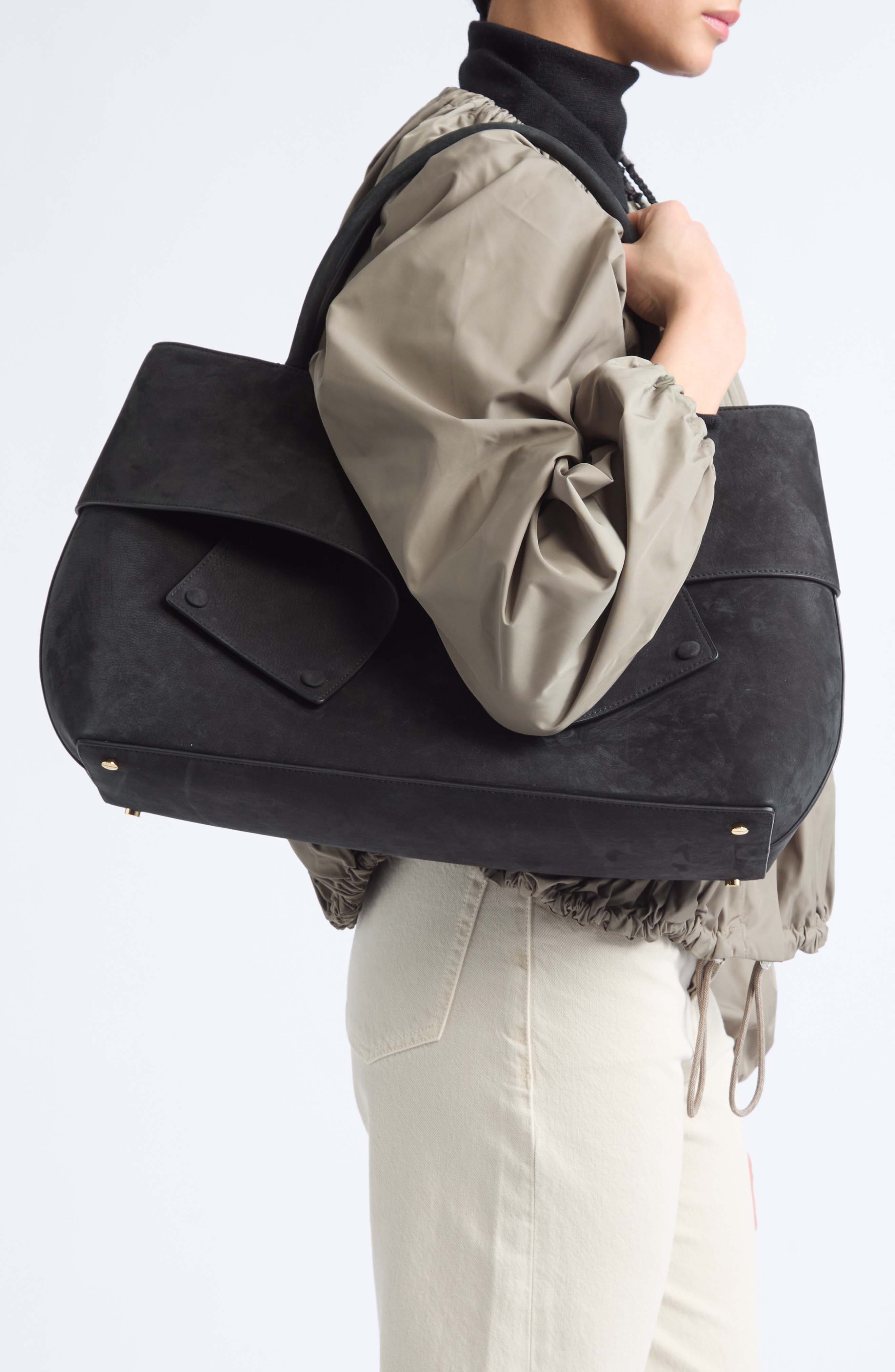 Mercer Nubuck Leather Tote, Alternate, color, BLACK