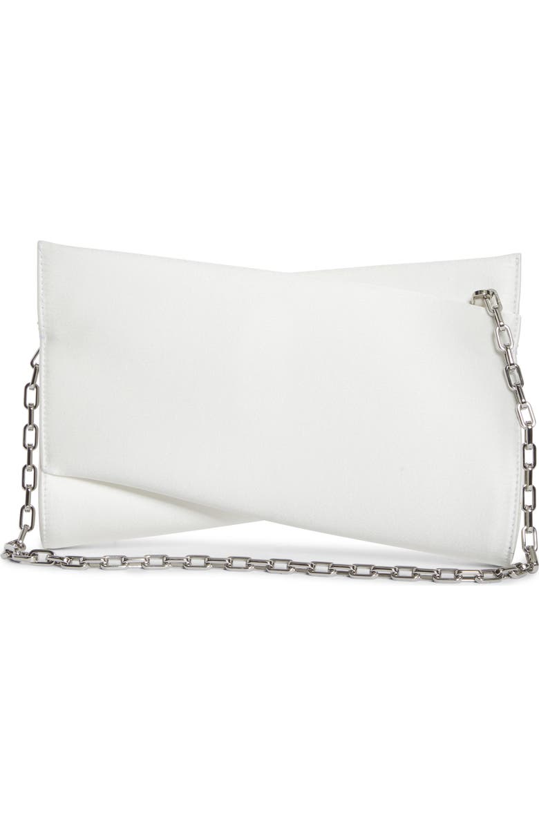 Christian Louboutin Small Loubitwist Silk Satin Clutch, Alternate, color, Bianco