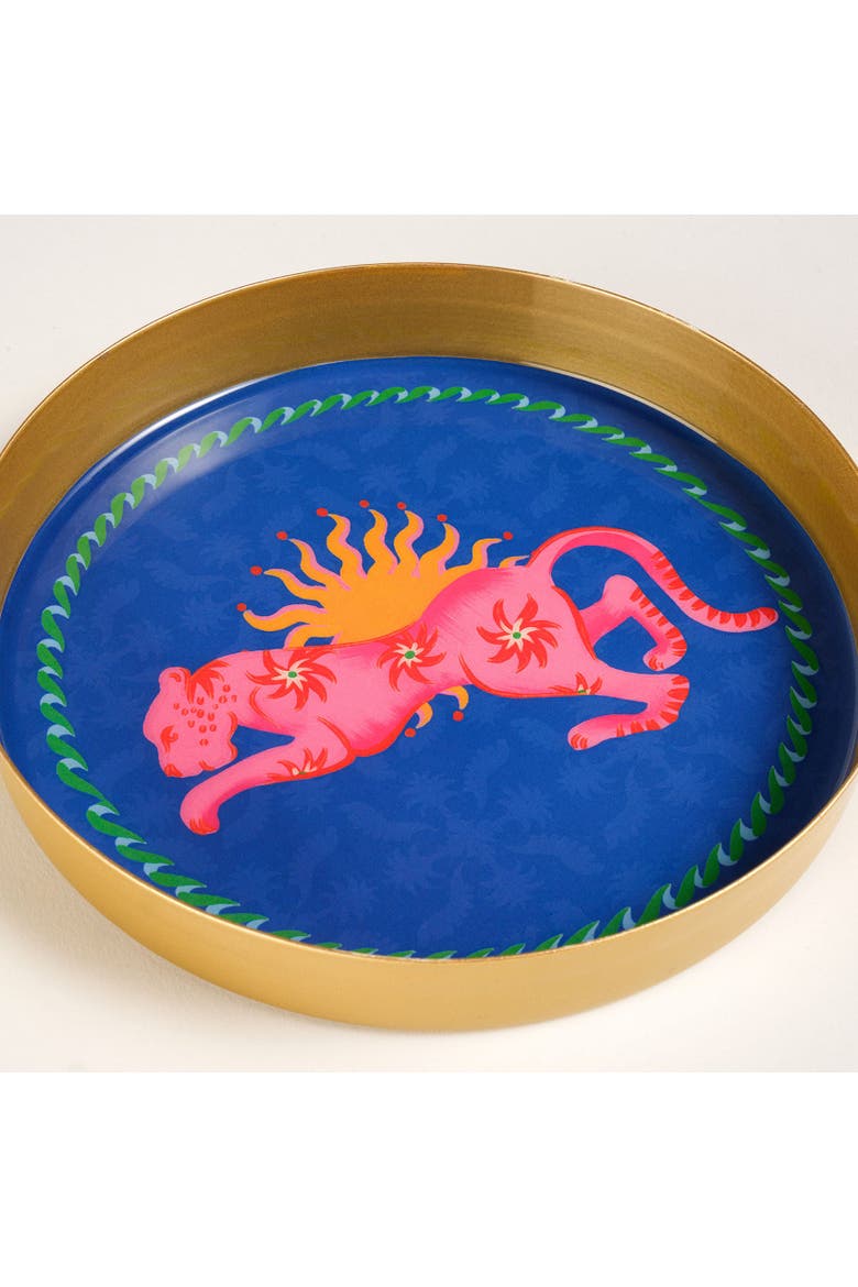 Animal Metal Decorative Tray 2 Pcs Set, Alternate, color, Blue-Pink