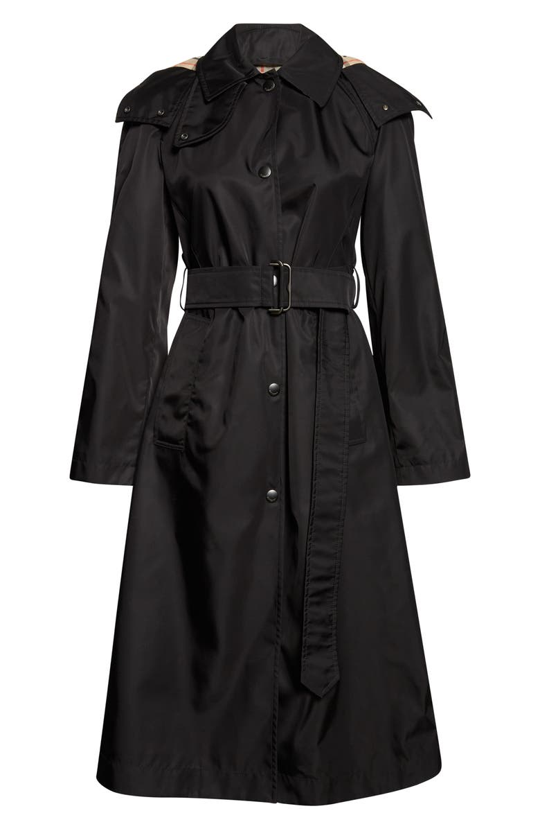 Burberry Tilley Trench Coat with Removable Hood, Main, color, Black