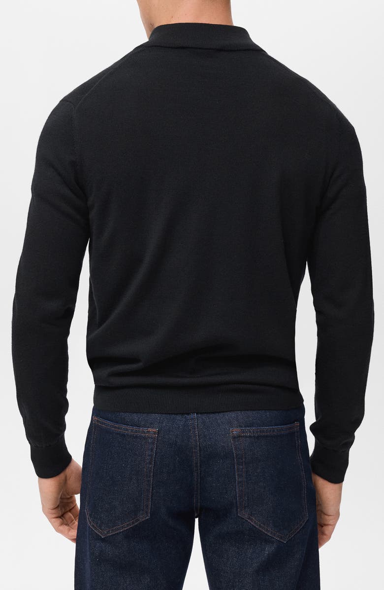 MANGO Perkins Wool Quarter Zip Sweater, Alternate, color, Black
