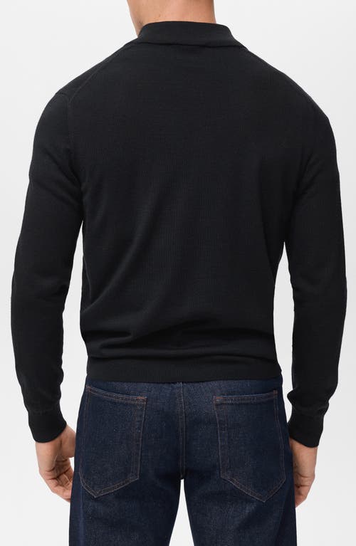 Mango Perkins Wool Quarter Zip Sweater In Black