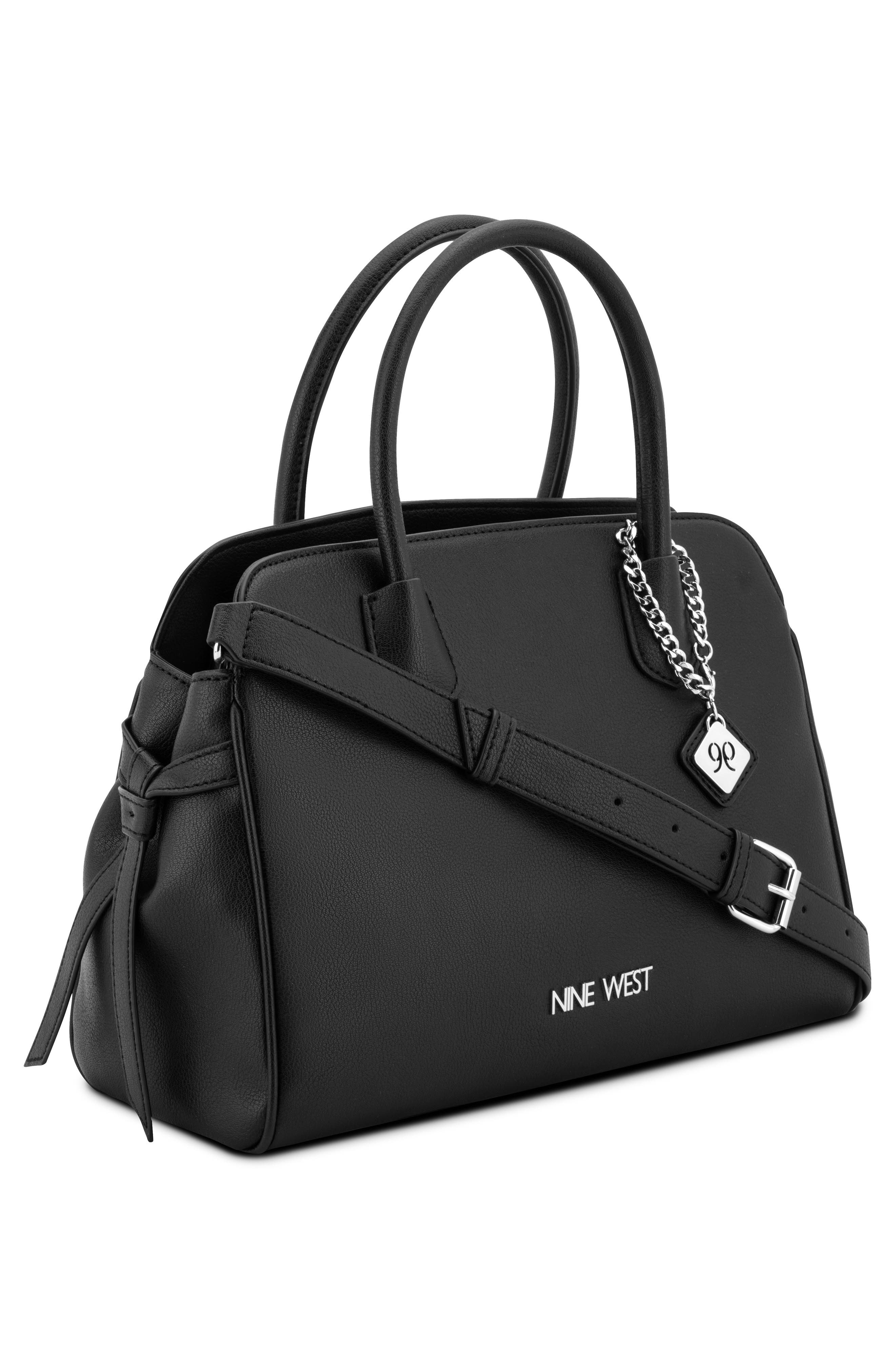 Nine West Isidore Large Satchel Bag, Alternate, color, Black