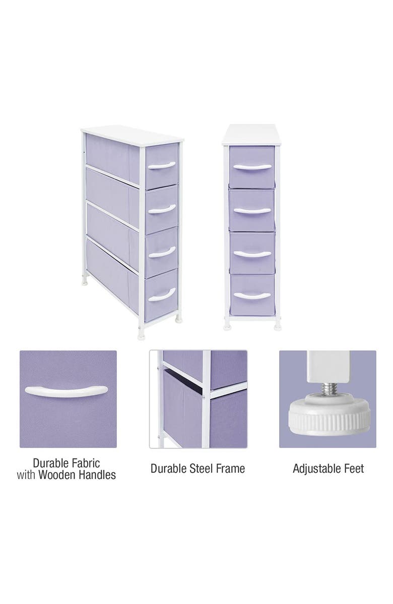 SORBUS 4 Drawer Narrow Chest Dresser, Alternate, color,