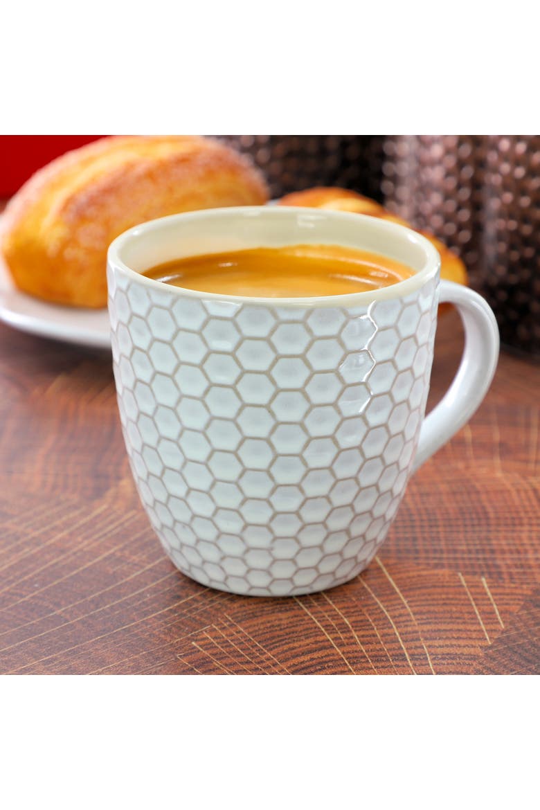 Honeycomb 6 Piece 15 Ounce Mug Set, Alternate, color, White